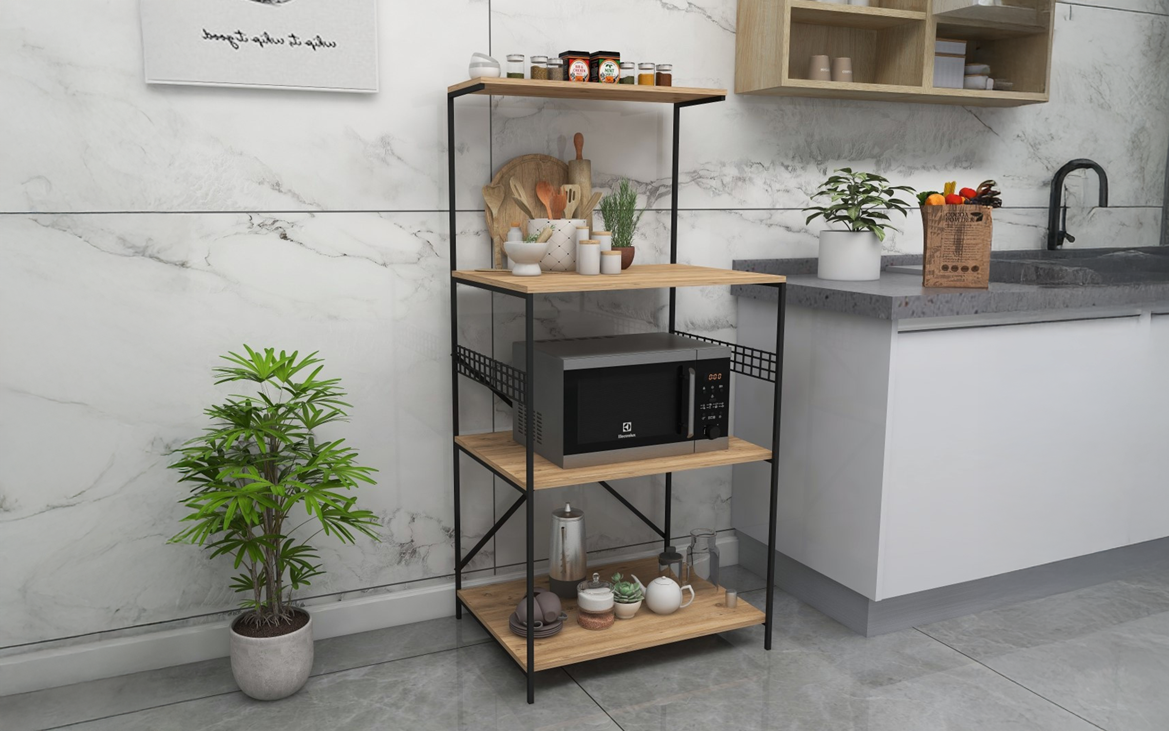 Etajera Anemon, pin + negru  1